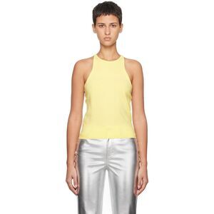 Staud Yellow Ayana Ribbed-Knit Tank Top, size small